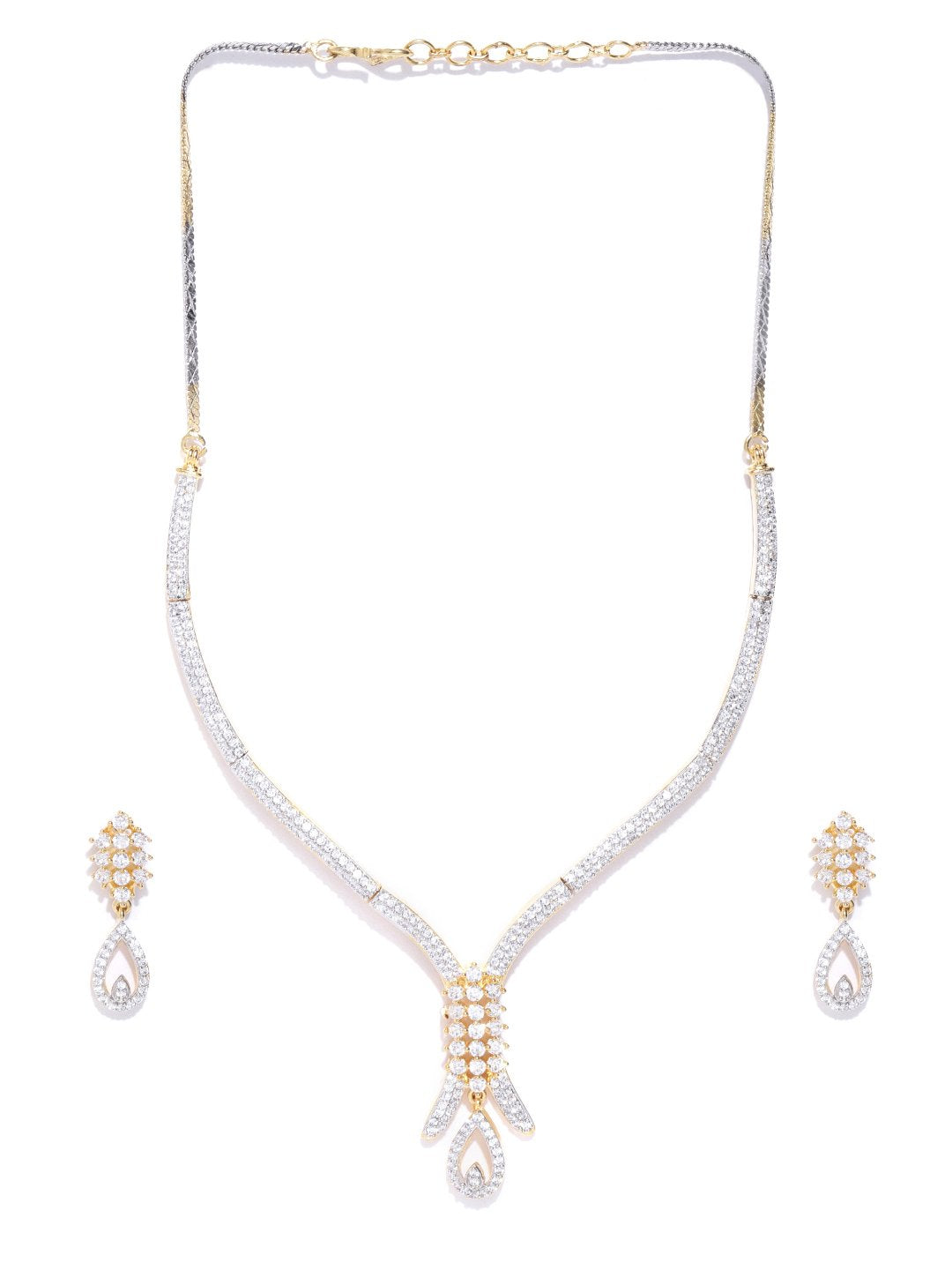 Women's  American Diamond Gold Plated Jewellery Set - Priyaasi