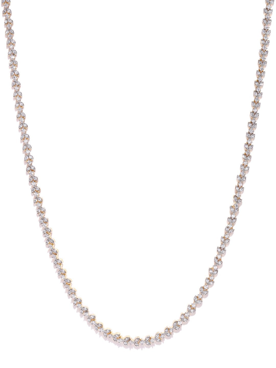 Women's  American Diamond Gold Plated Floral Necklace - Priyaasi