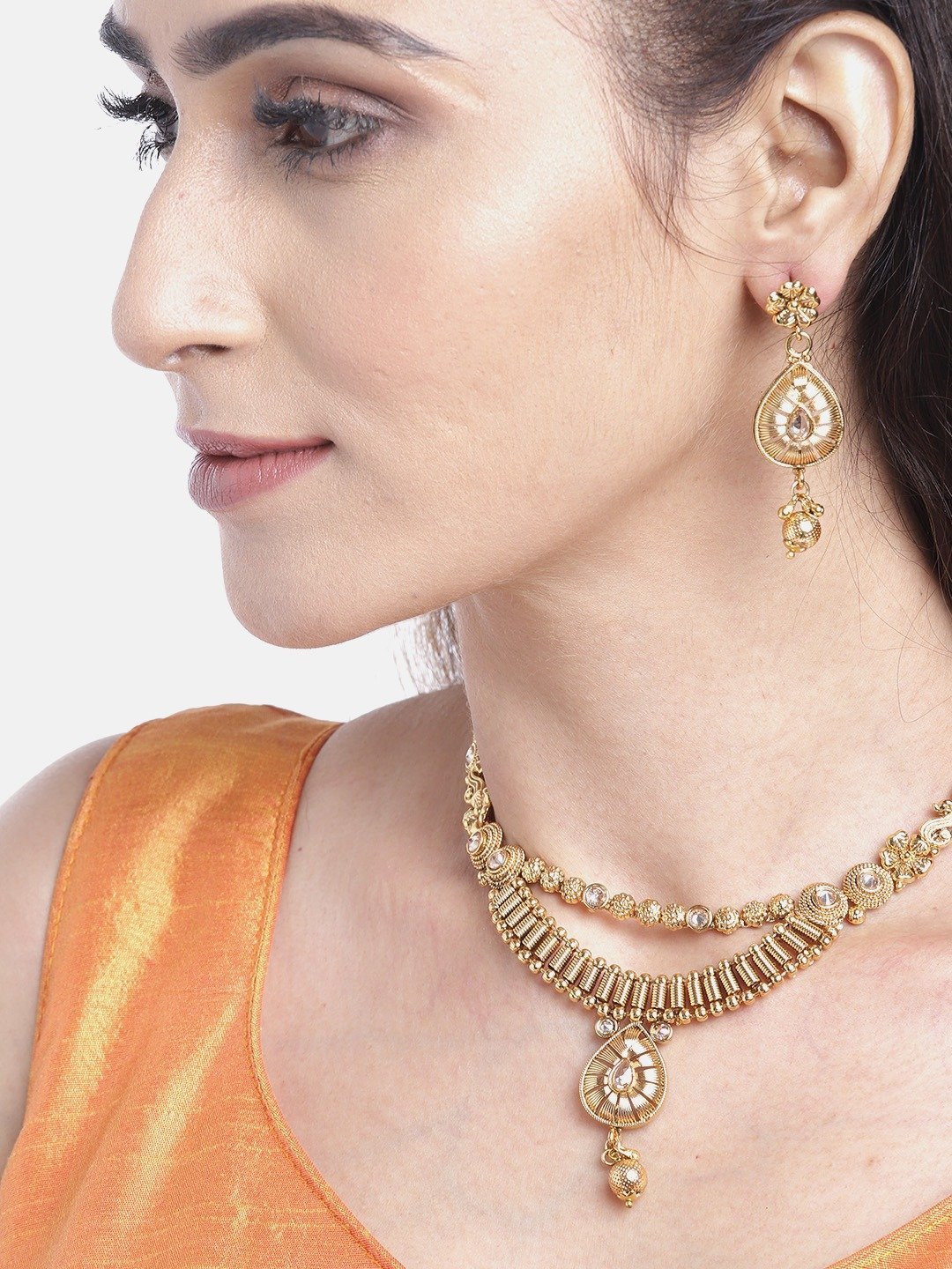 Women's Kundan Beads Gold Plated Jewellery Set - Priyaasi