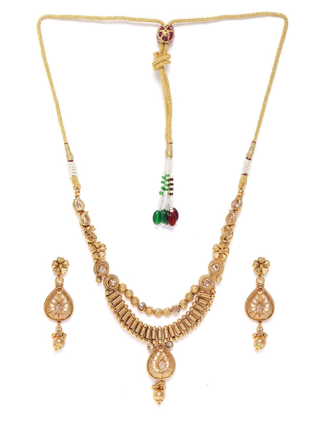 Women's Kundan Beads Gold Plated Jewellery Set - Priyaasi