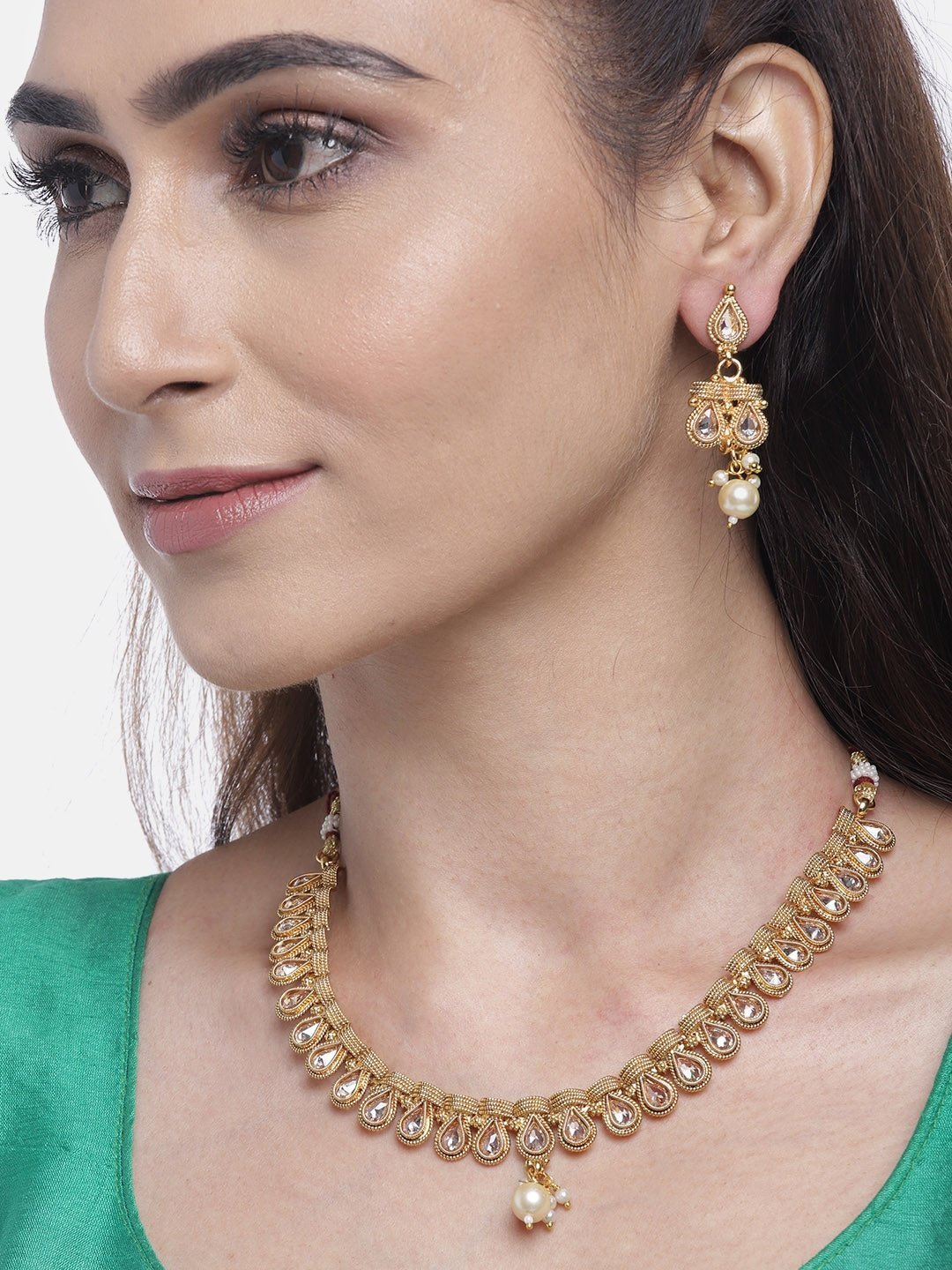 Women's Stones Pearls Beads Jewellery Set - Priyaasi