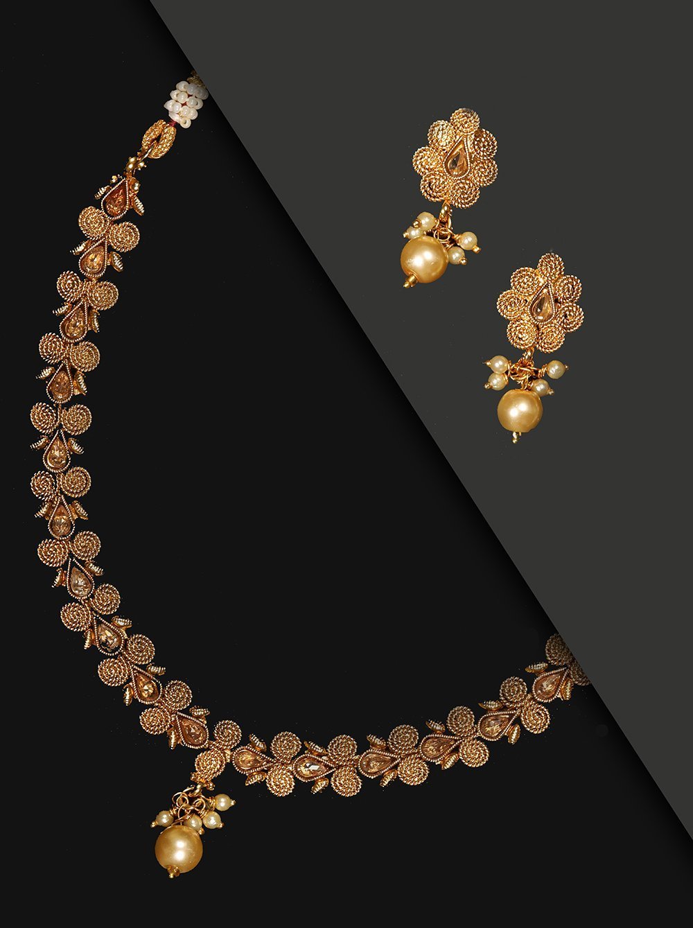 Women's Pearls Beads Floral Jewellery Set - Priyaasi