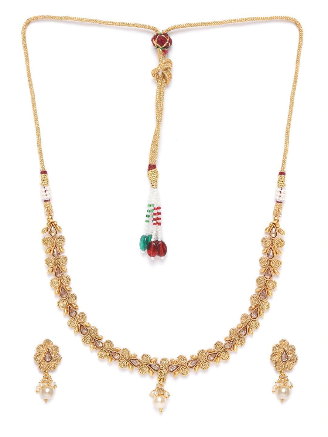 Women's Pearls Beads Floral Jewellery Set - Priyaasi