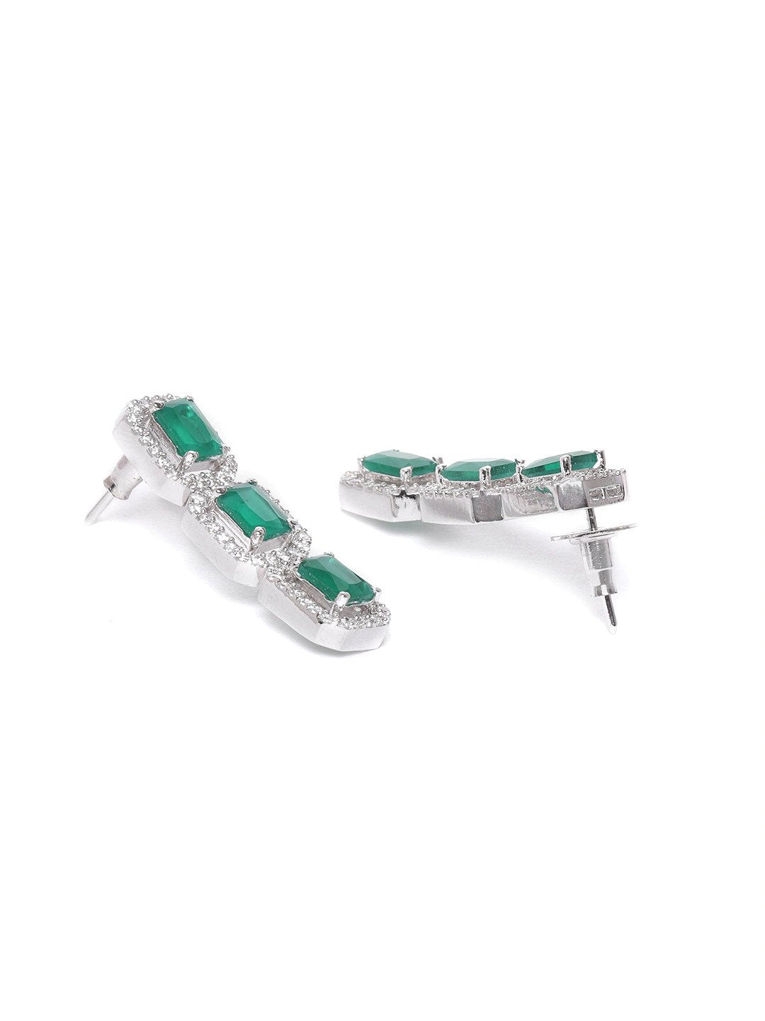 Women's Emerald American Diamond Jewellery Set - Priyaasi
