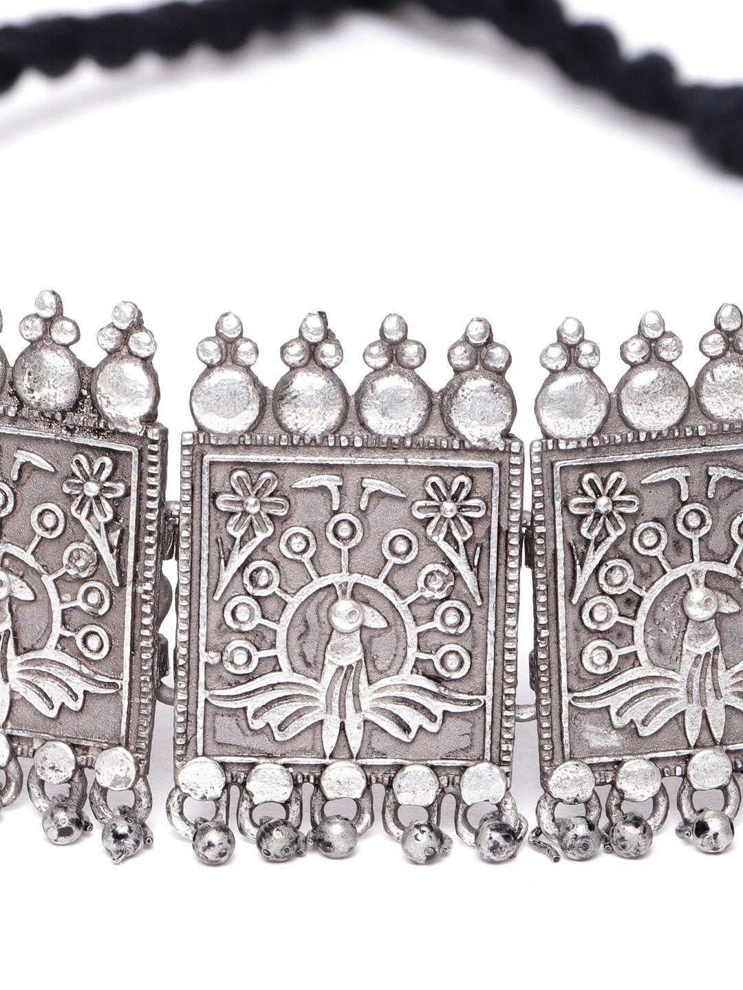 Women's German Silver Oxidised Square Choker - Priyaasi