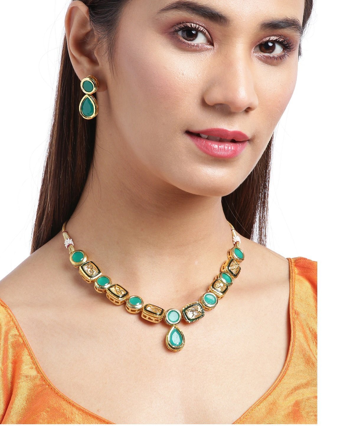 Women's Turquoise Blue Stones Jewellery Set - Priyaasi