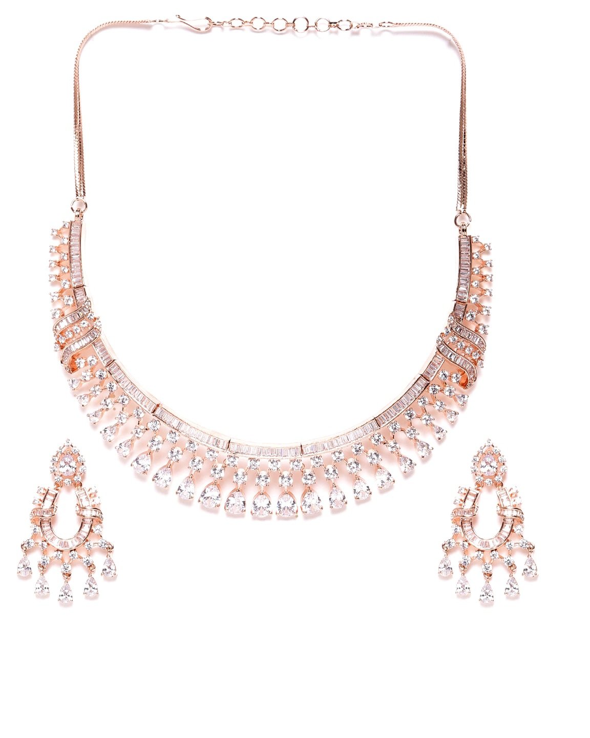 Women's Rose Gold American Diamond Jewellery Set - Priyaasi