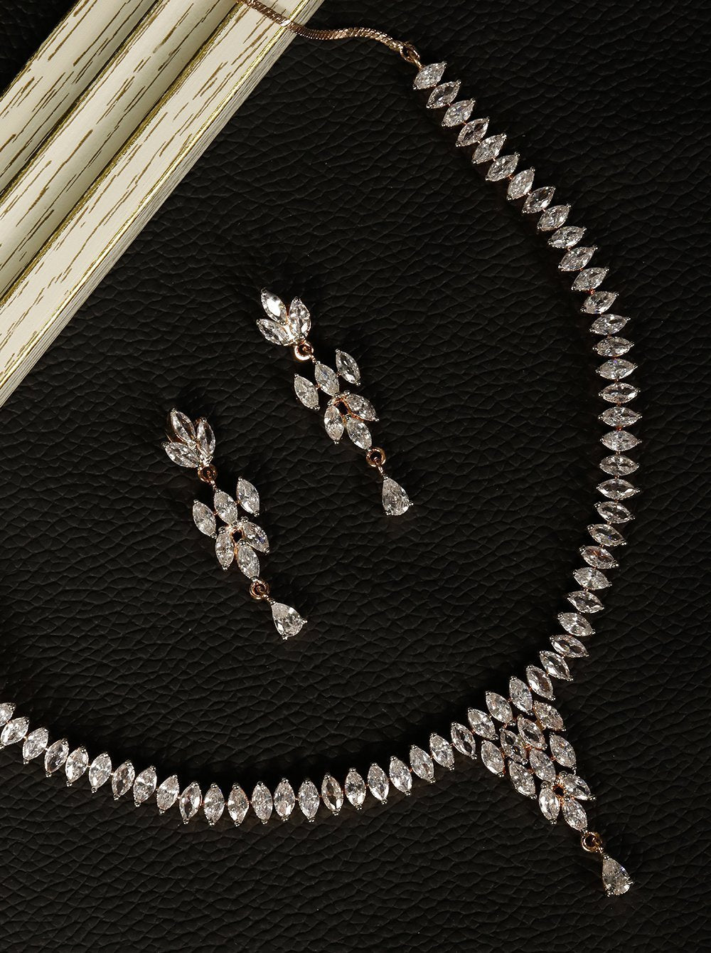 Women's Rose Gold American Diamond Jewellery Set - Priyaasi
