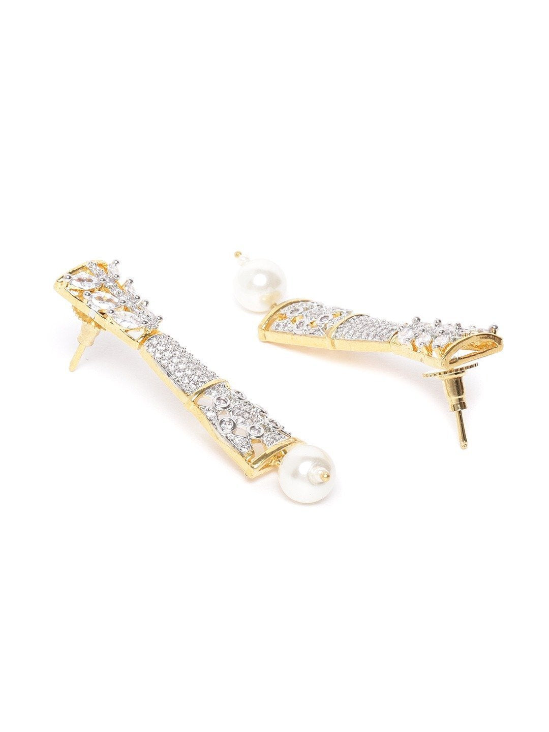 Women's Pearls American Diamond Gold Pated Jewellery Set - Priyaasi