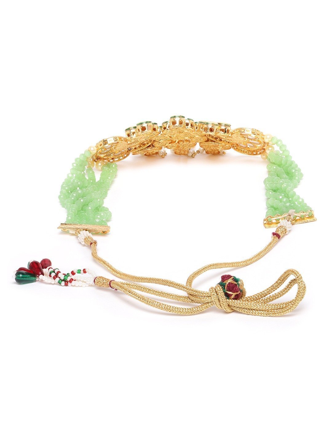Women's Mint Green Beads Kundan Pearls Gold Plated Choker - Priyaasi