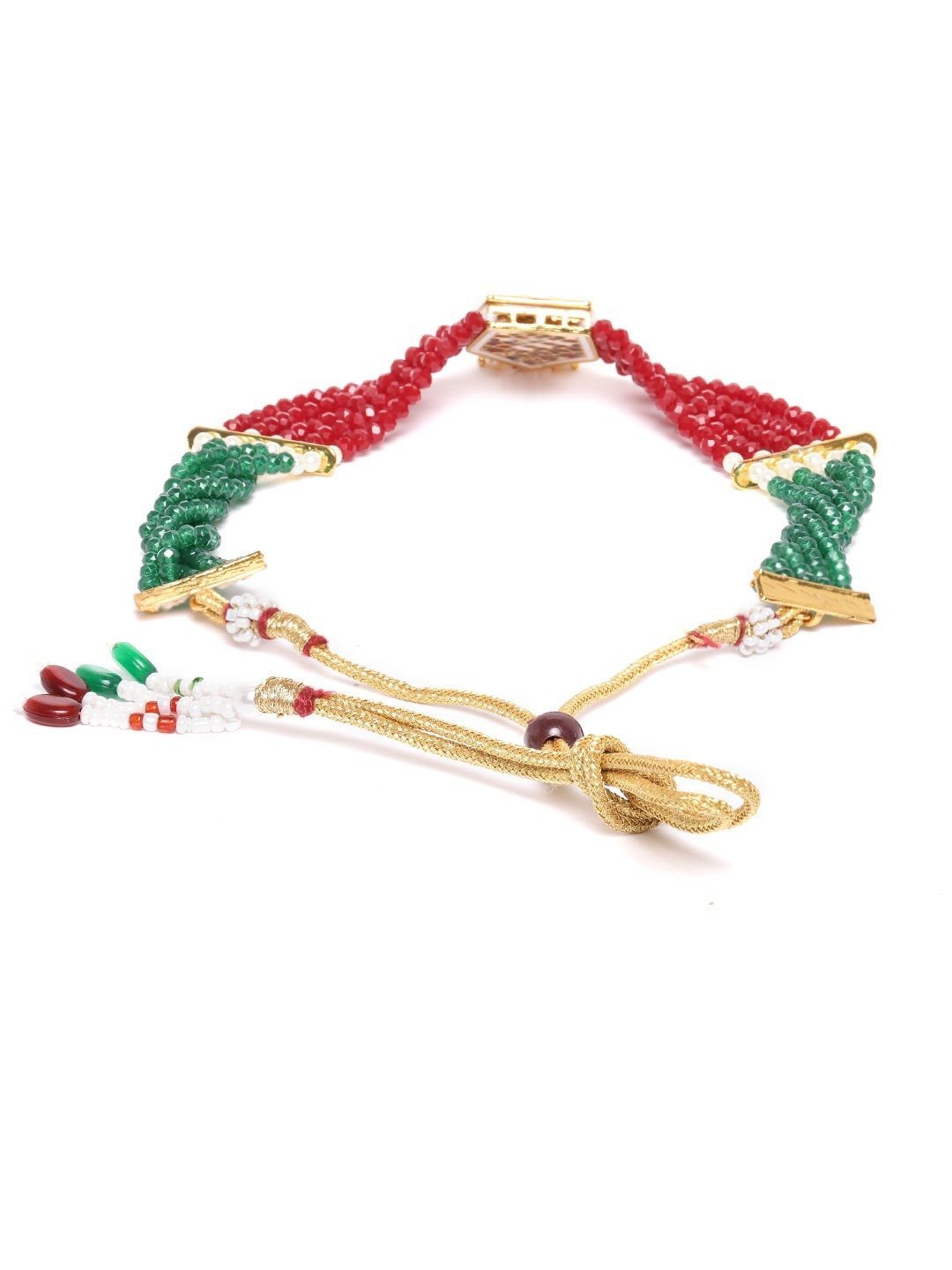 Women's Multi-Color Kundan Ruby Beads Gold Plated Jewellery Set - Priyaasi