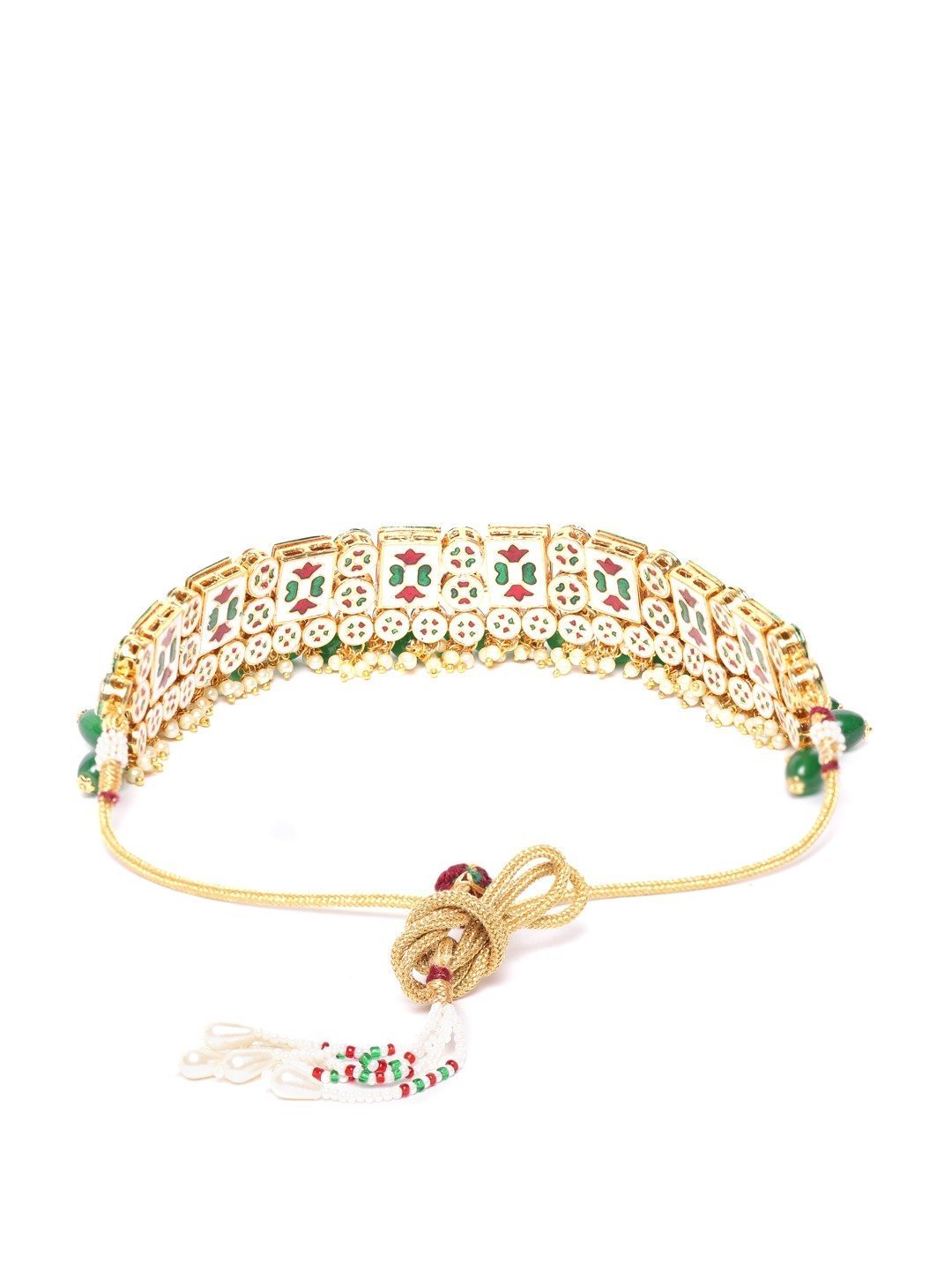 Women's Kundan Emerald StonesGold Plated Jewellery Set - Priyaasi