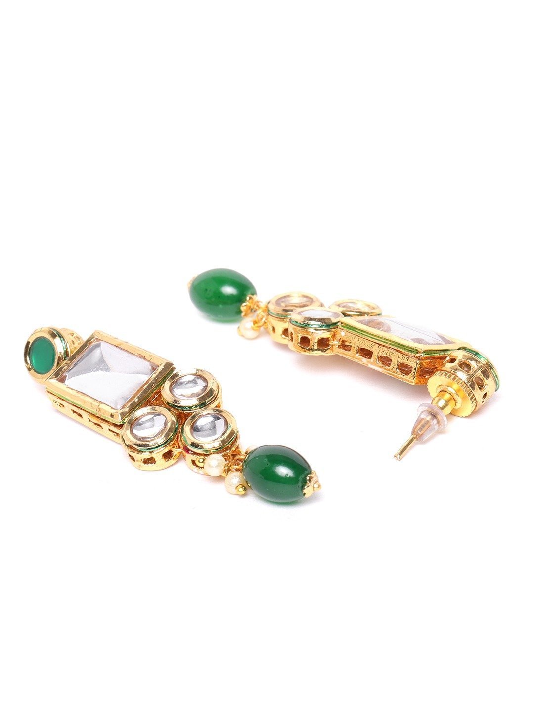 Women's Kundan Emerald StonesGold Plated Jewellery Set - Priyaasi