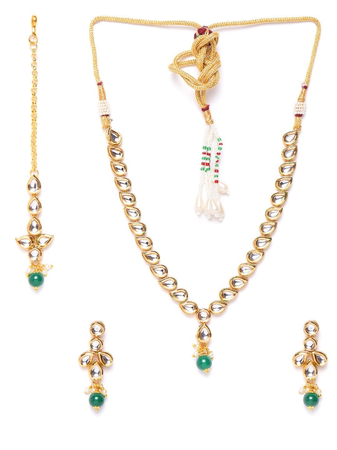 Women's Kundan Emerald Gold Plated Jewellery Set - Priyaasi