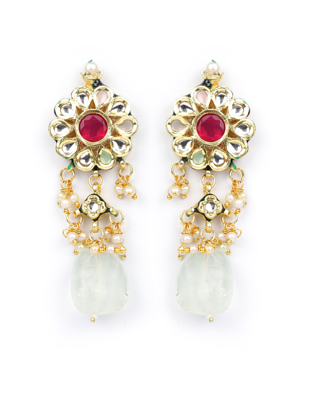 Women's  Kundan Ruby Emerald Beads Gold Plated Traditional Choker - Priyaasi