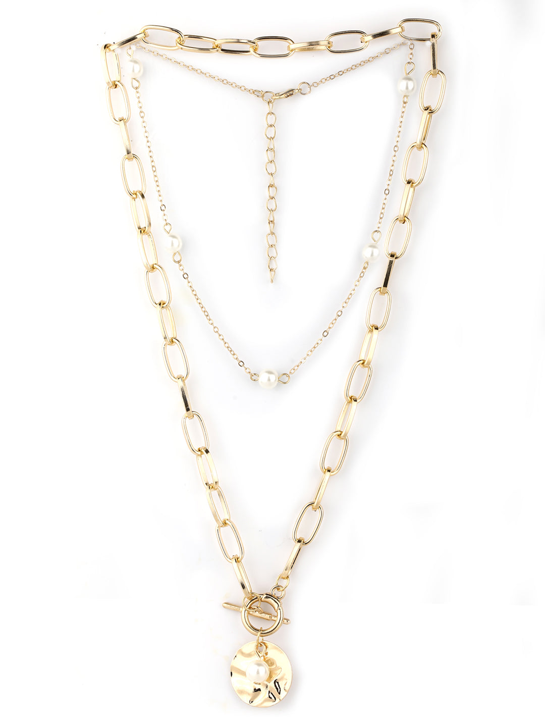 Women's  Gold Plated Pearls Layered Necklace - Priyaasi