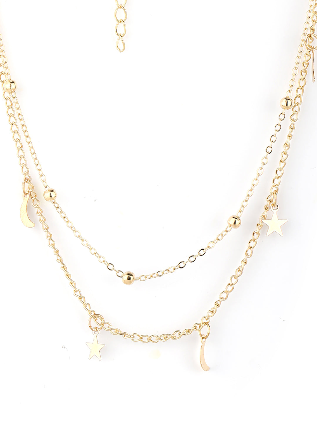 Women's  Gold Plated Star & Crescent Charm Necklace - Priyaasi