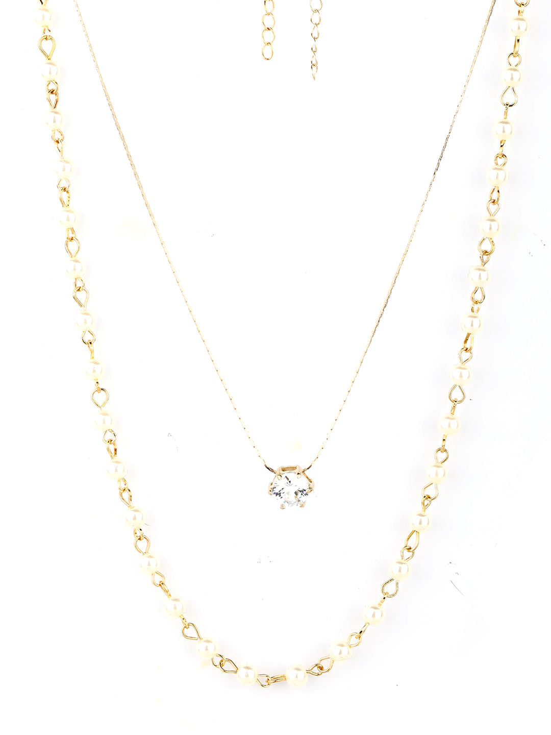 Women's  Gold Plated Stones & Beads Pendant Necklace - Priyaasi