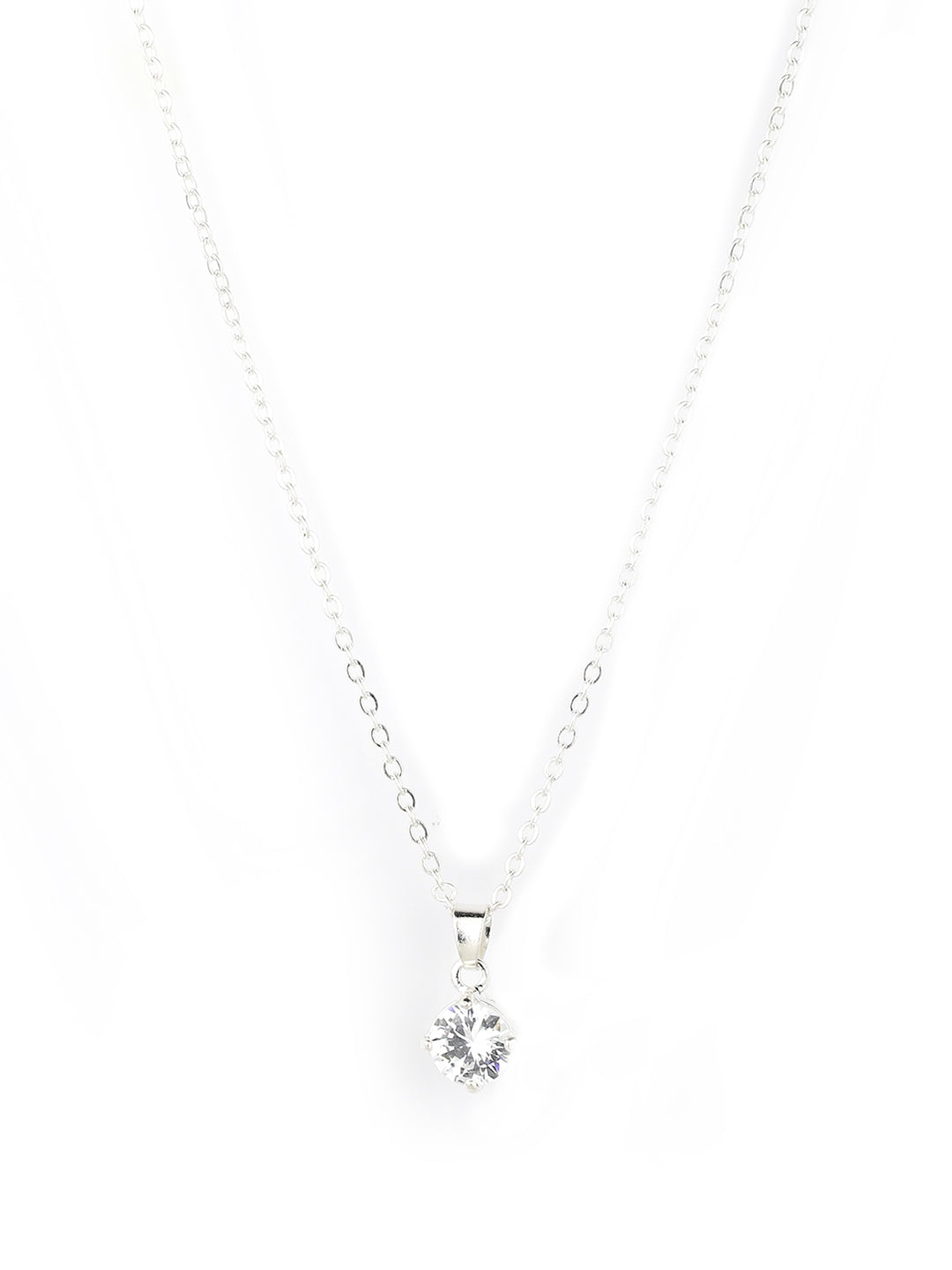 Women's  Silver Plated Cubic Zirconia Pendant Necklace - Priyaasi