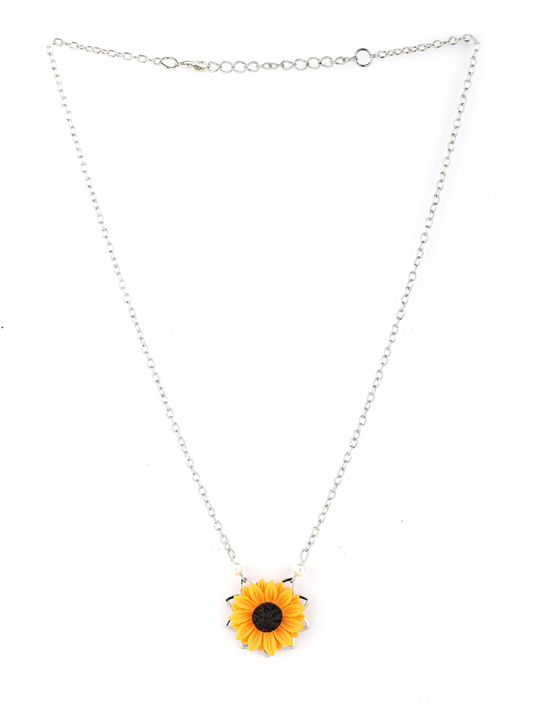 Women's  Silver Plated Sunflower Pendant Necklace - Priyaasi