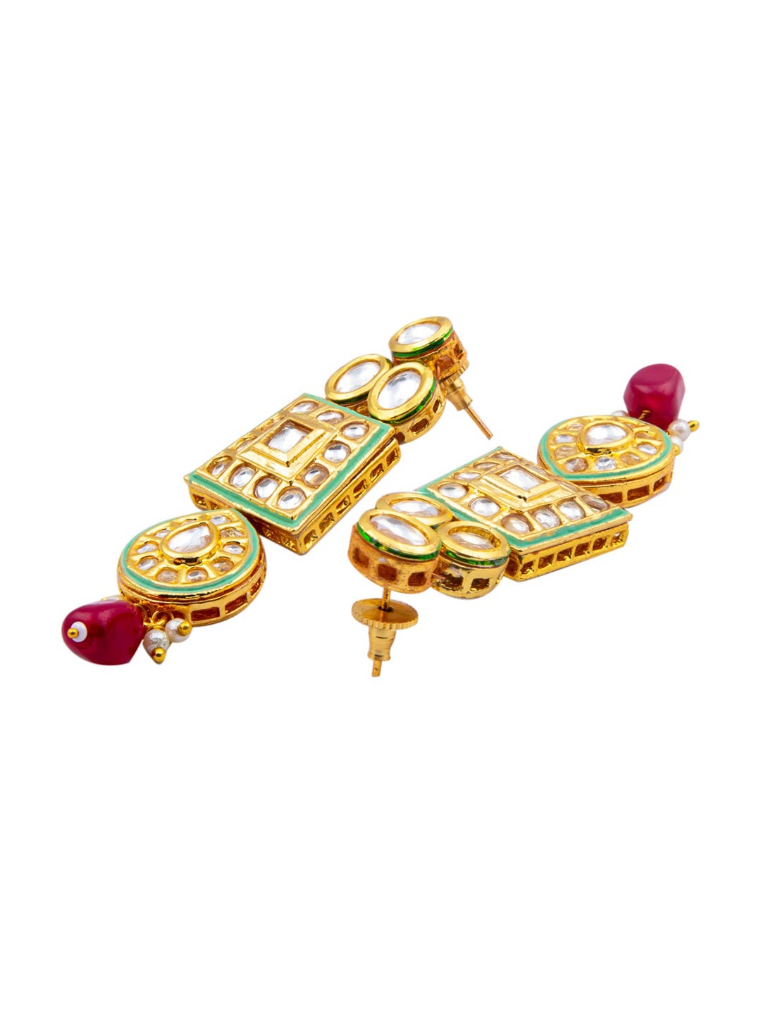 Women's Gold-Plated White Pachi Kundan Stone-Studded Handcrafted Jewellery Set - Morkanth