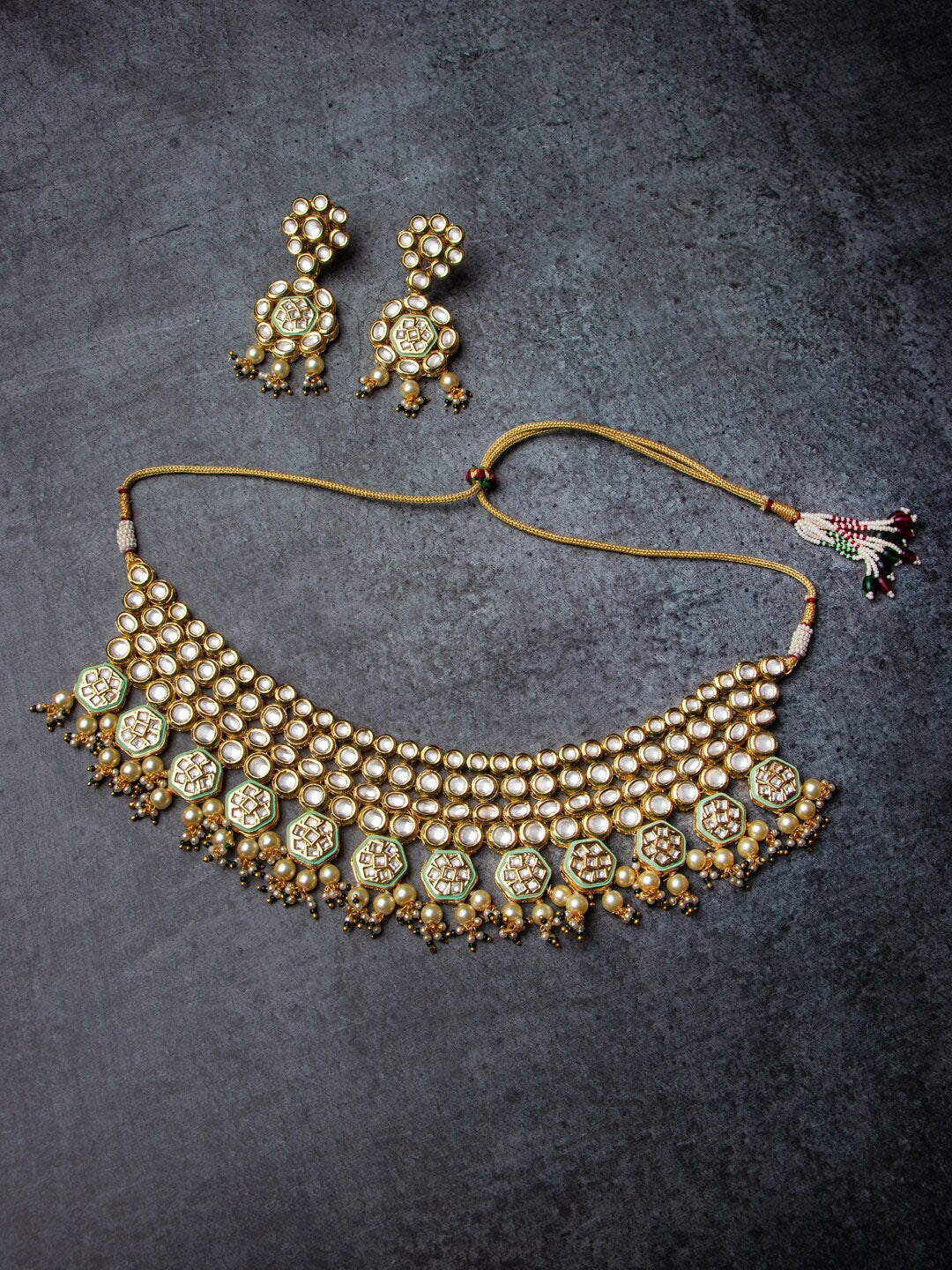 Women's Gold-Plated White Handcrafted Necklace Set - Morkanth