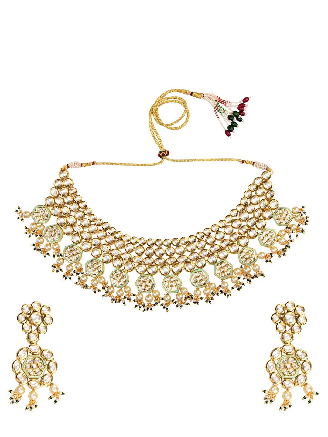 Women's Gold-Plated White Handcrafted Necklace Set - Morkanth