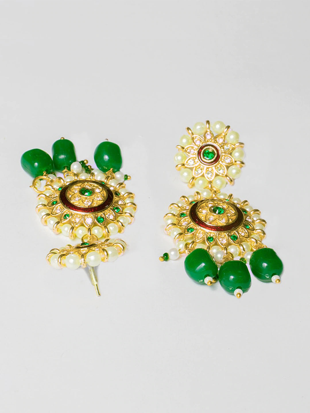 Women's Gold-Plated Green & White Beaded Jewellery Set - Morkanth