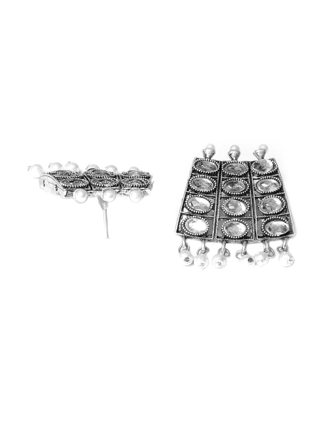 Women's Silver-Plated White Stone-Studded Jewellery Set - Morkanth