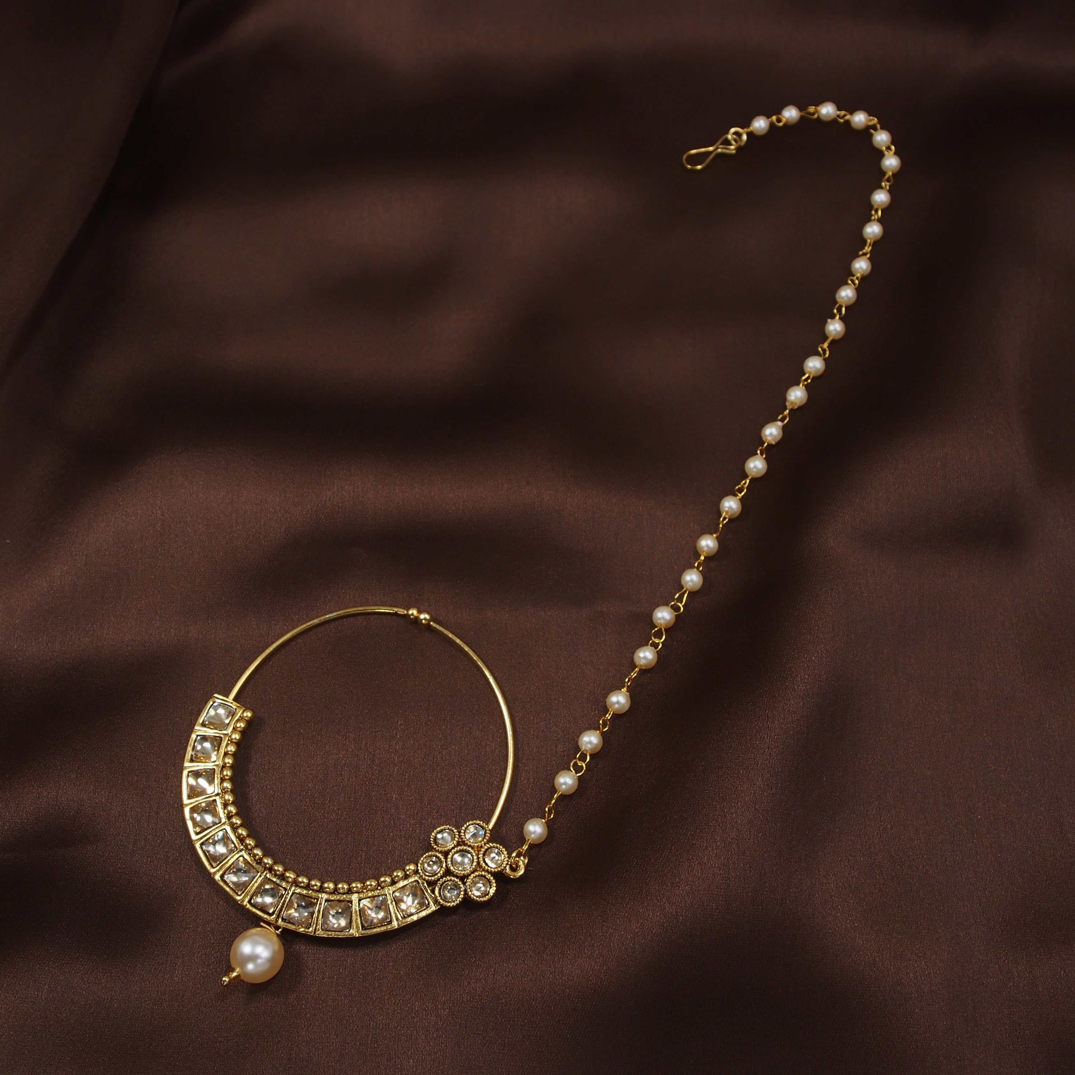 Pearly Nose Ring Nath Indian Jewelry By I Jewels