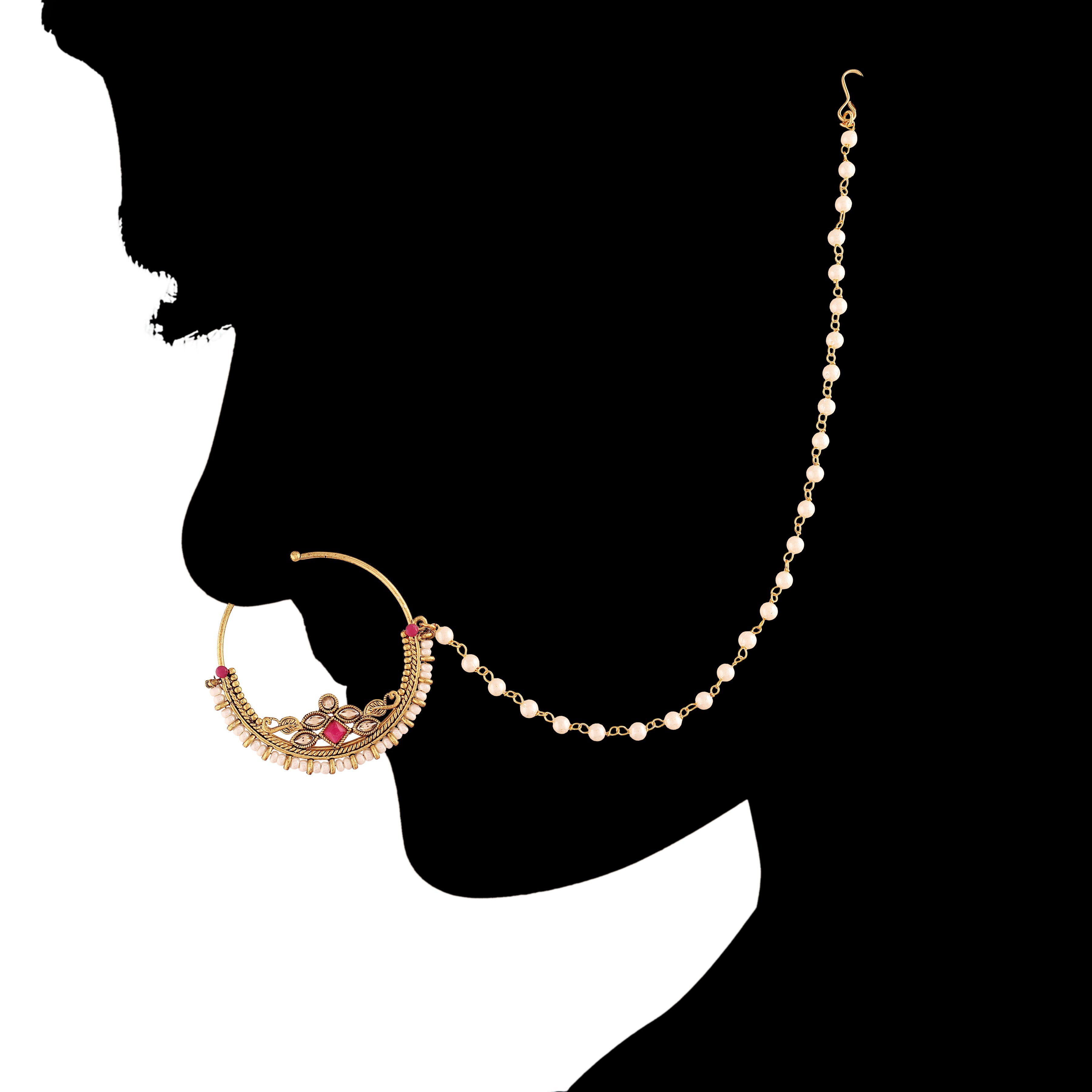 Bridal Nose Ring With Gold Plating By I Jewels
