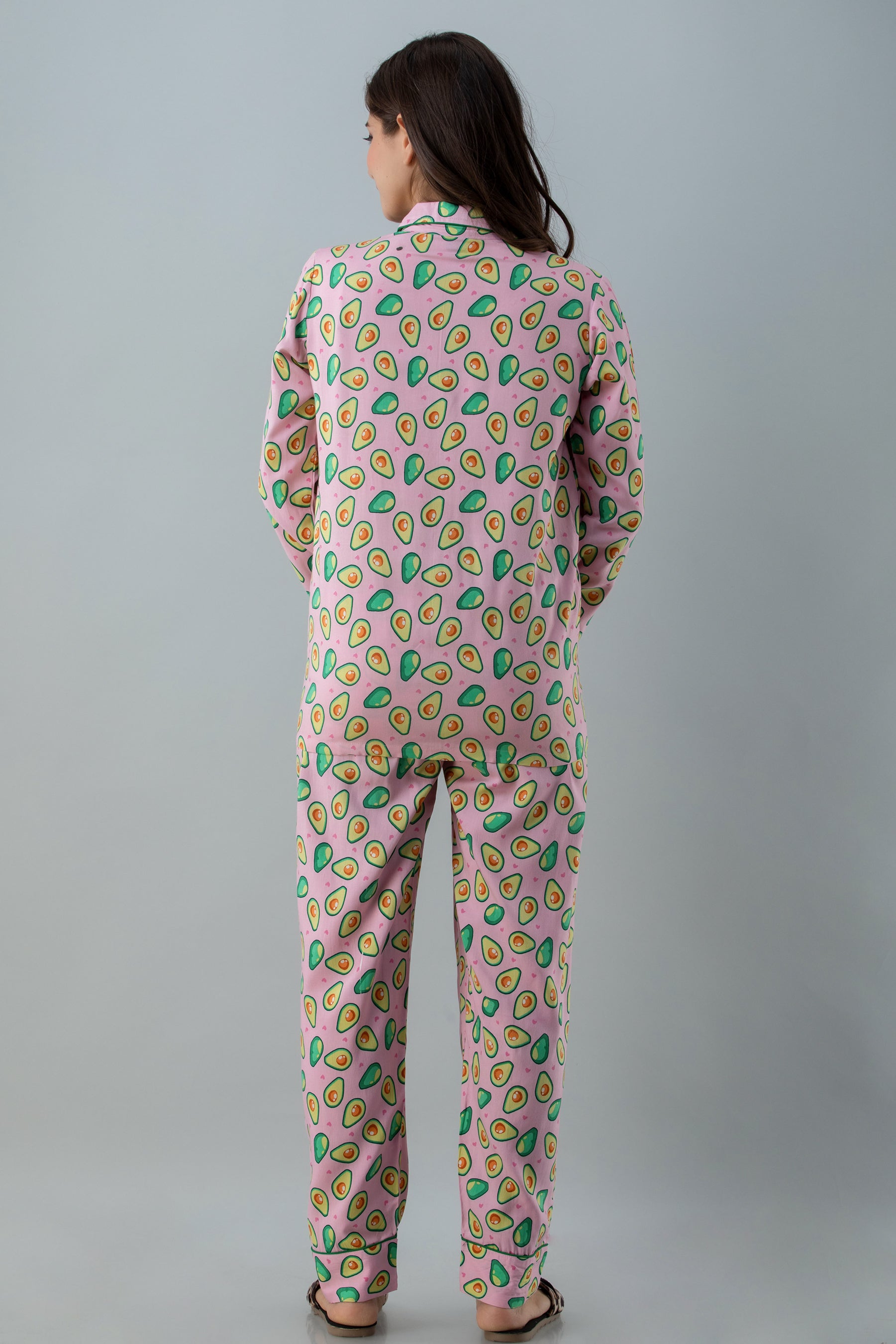 Women's Light pink printed night suit - MISSKURTI