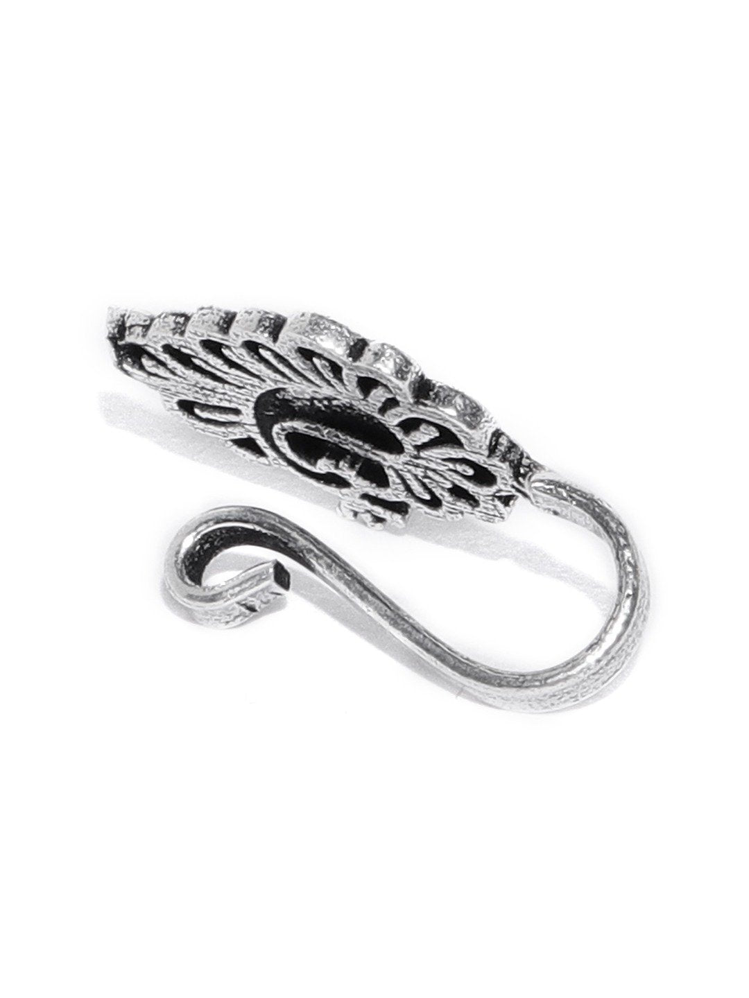 Peacock Oxidised Silver Clip-On Nose Pin By Priyaasi