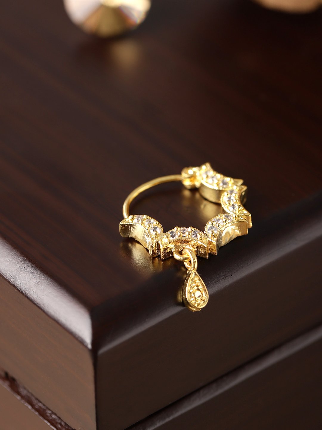 Half Moon Design Golden Nose Ring For Women By Priyaasi