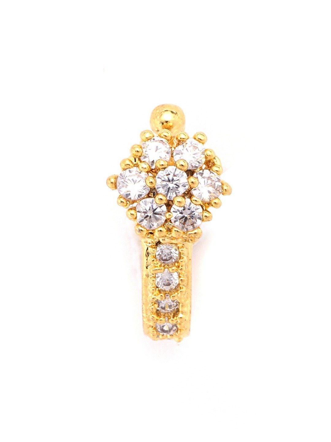 Women's Gold Plated American Diamond Studded Nose Ring - Priyaasi
