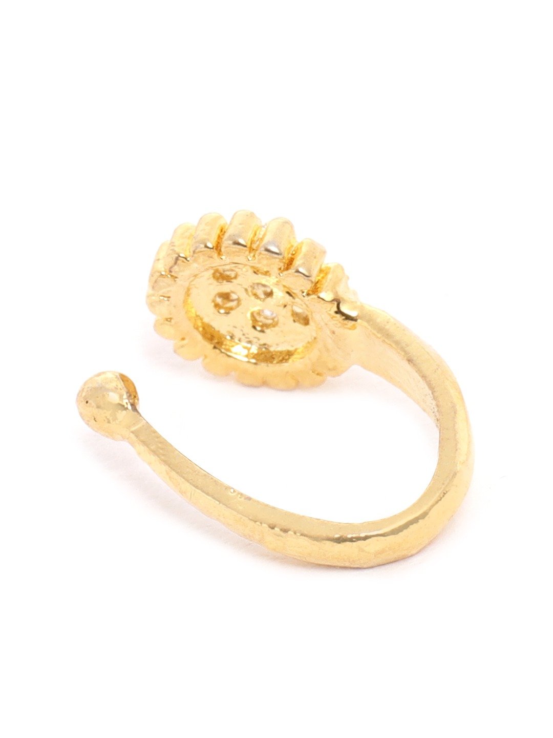 Women's  American Diamond Studded Gold Nose Ring - Priyaasi