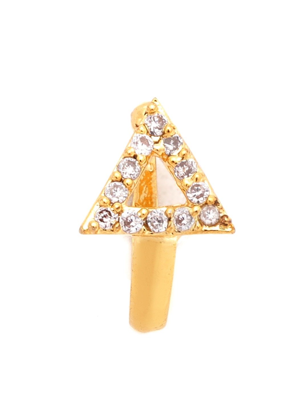 Women's Gold Plated Triangle Shaped AD Studded Nose Ring - Priyaasi
