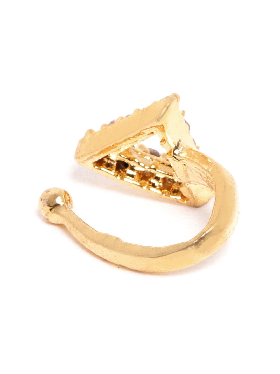 Women's Gold Plated Triangle Shaped AD Studded Nose Ring - Priyaasi