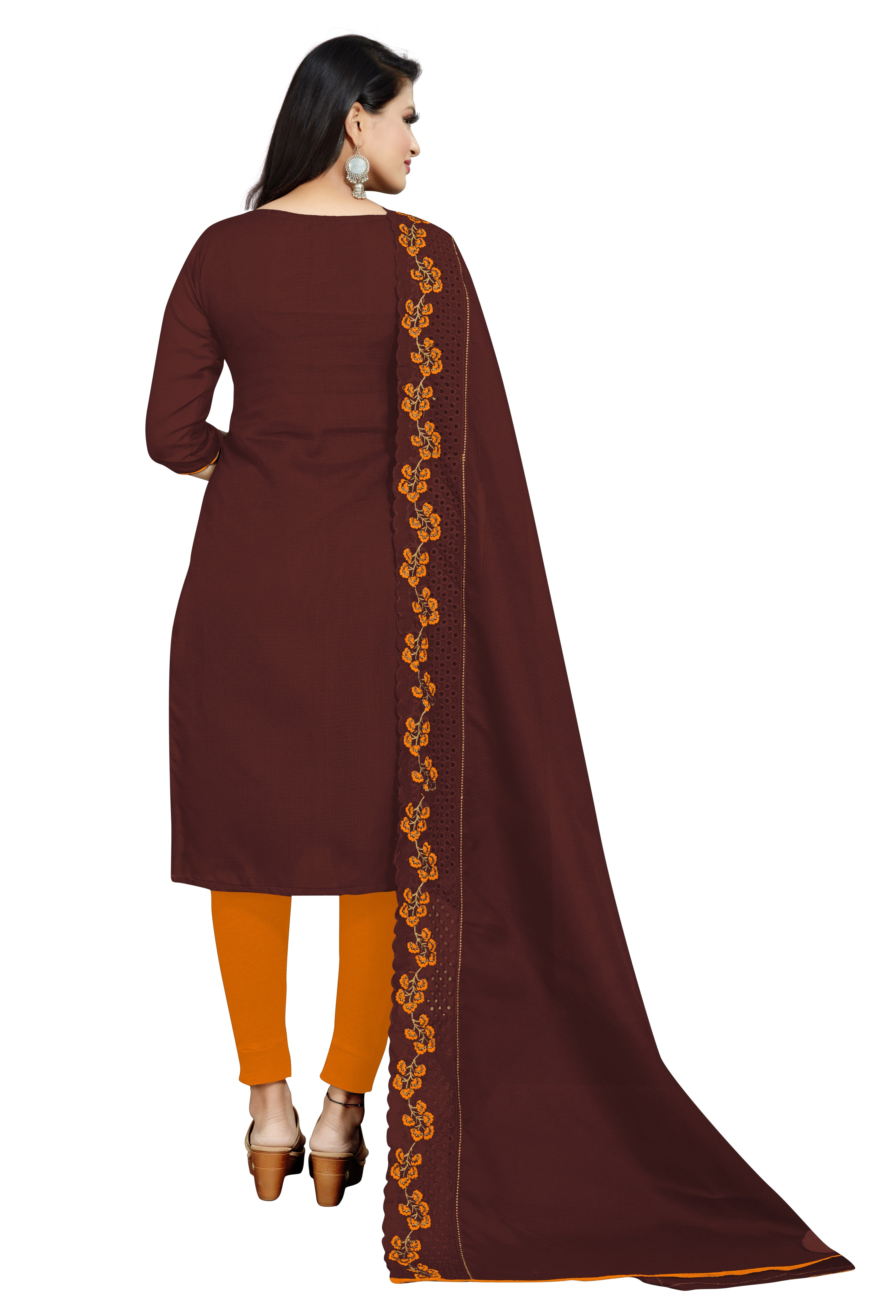 Women's Maroon Colour Semi-Stitched Suit Sets - Dwija Fashion
