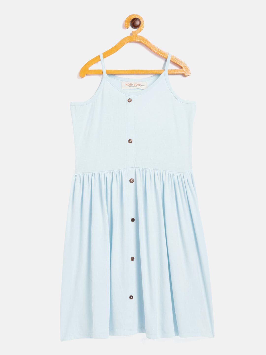 Girls Blue Front Button Strappy Dress - Lyush Kids