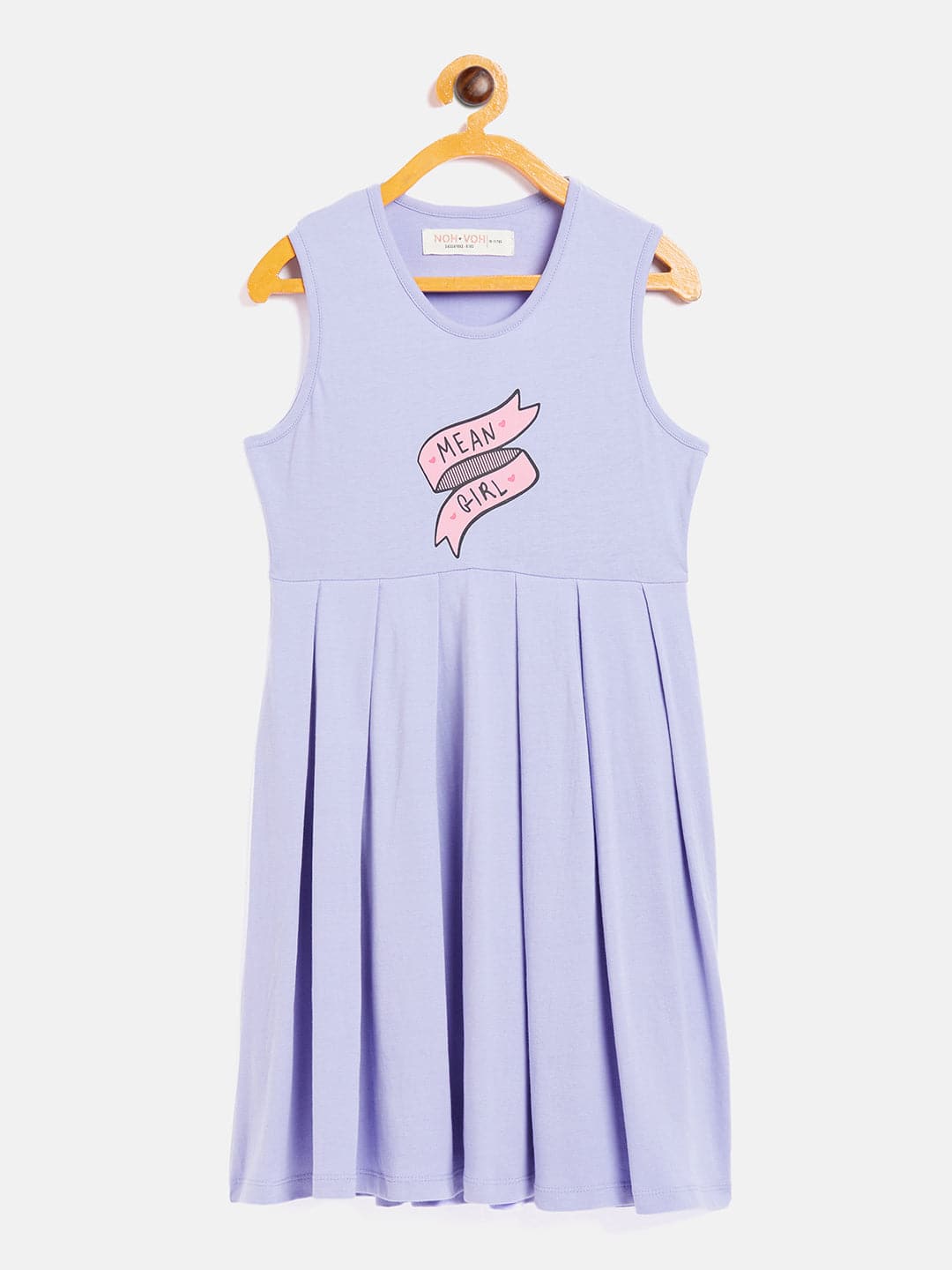 Girls Lavender Mean Girl Print Gather Dress - Lyush Kids
