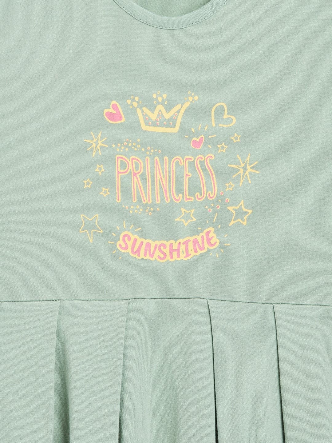 Girls Olive Princess Print Gather Dress - Lyush Kids