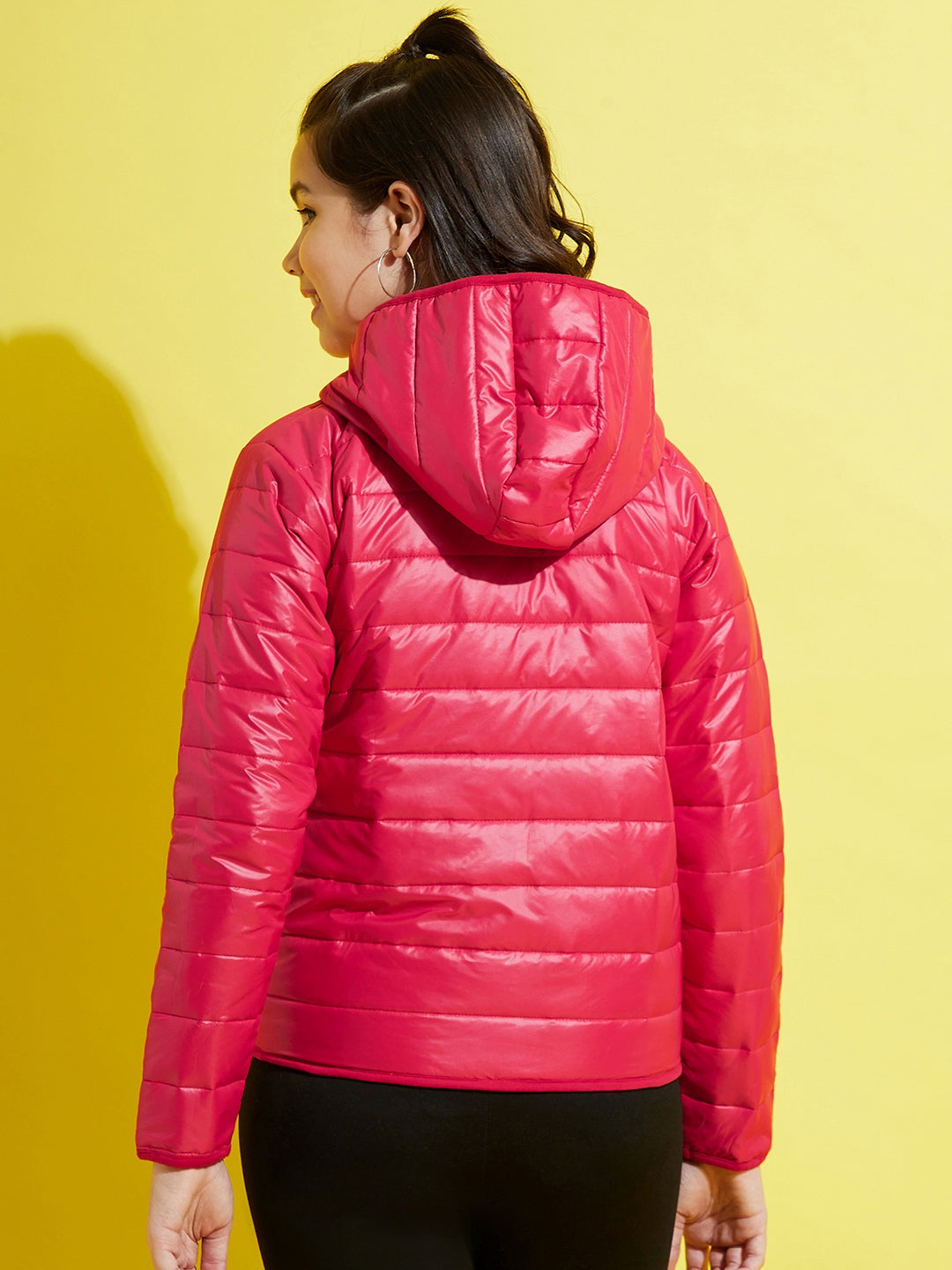 Girls Red Quilted Hooded Jacket - Lyush Kids