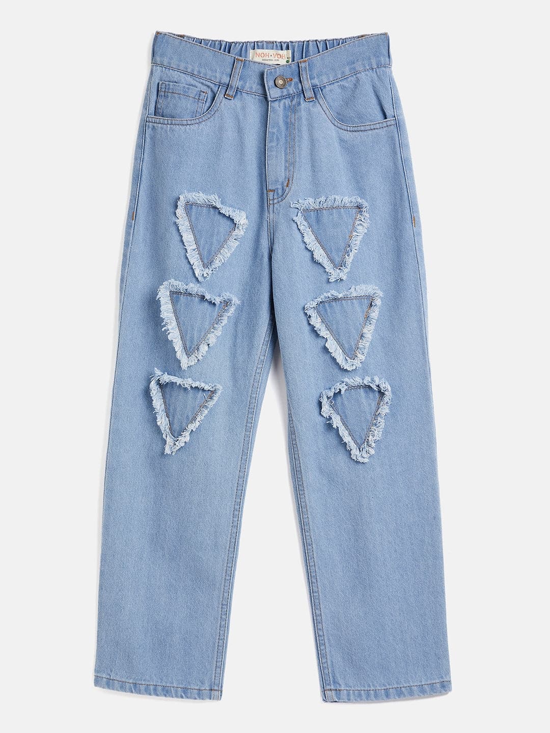 Girls Ice Blue Triangle Patch Jeans - Lyush Kids