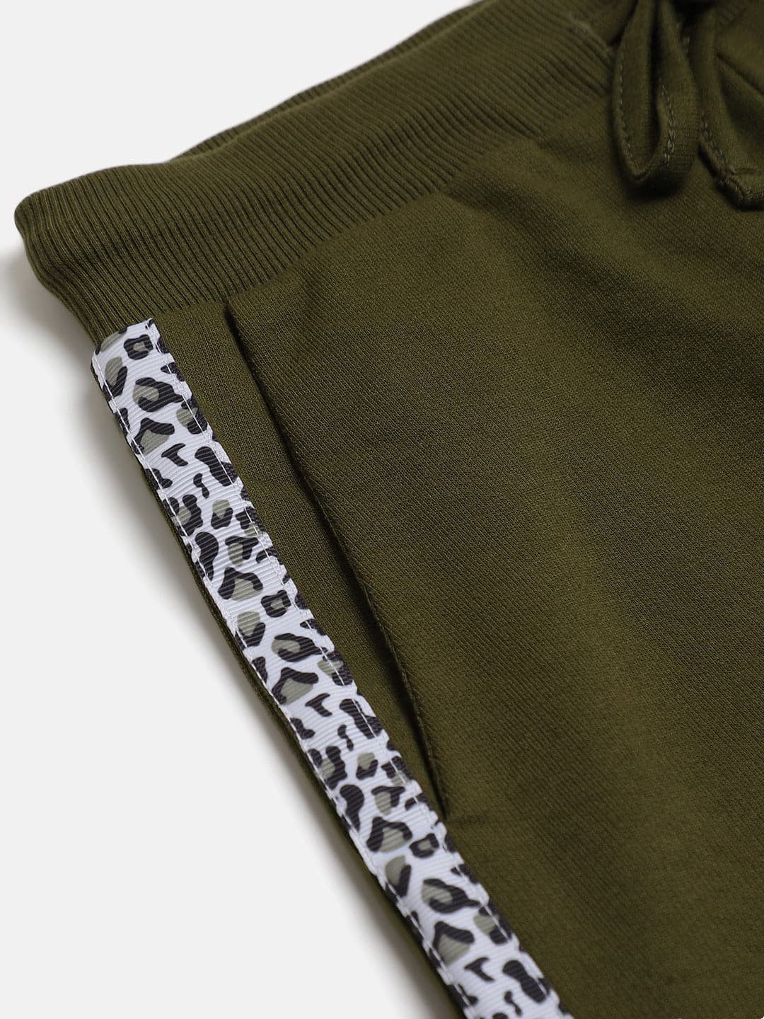 Girls Olive Terry Side Tape Joggers - Lyush Kids