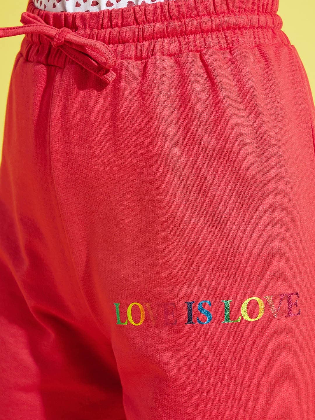 Girls Red Terry Love-Is-Love Pants - Lyush Kids