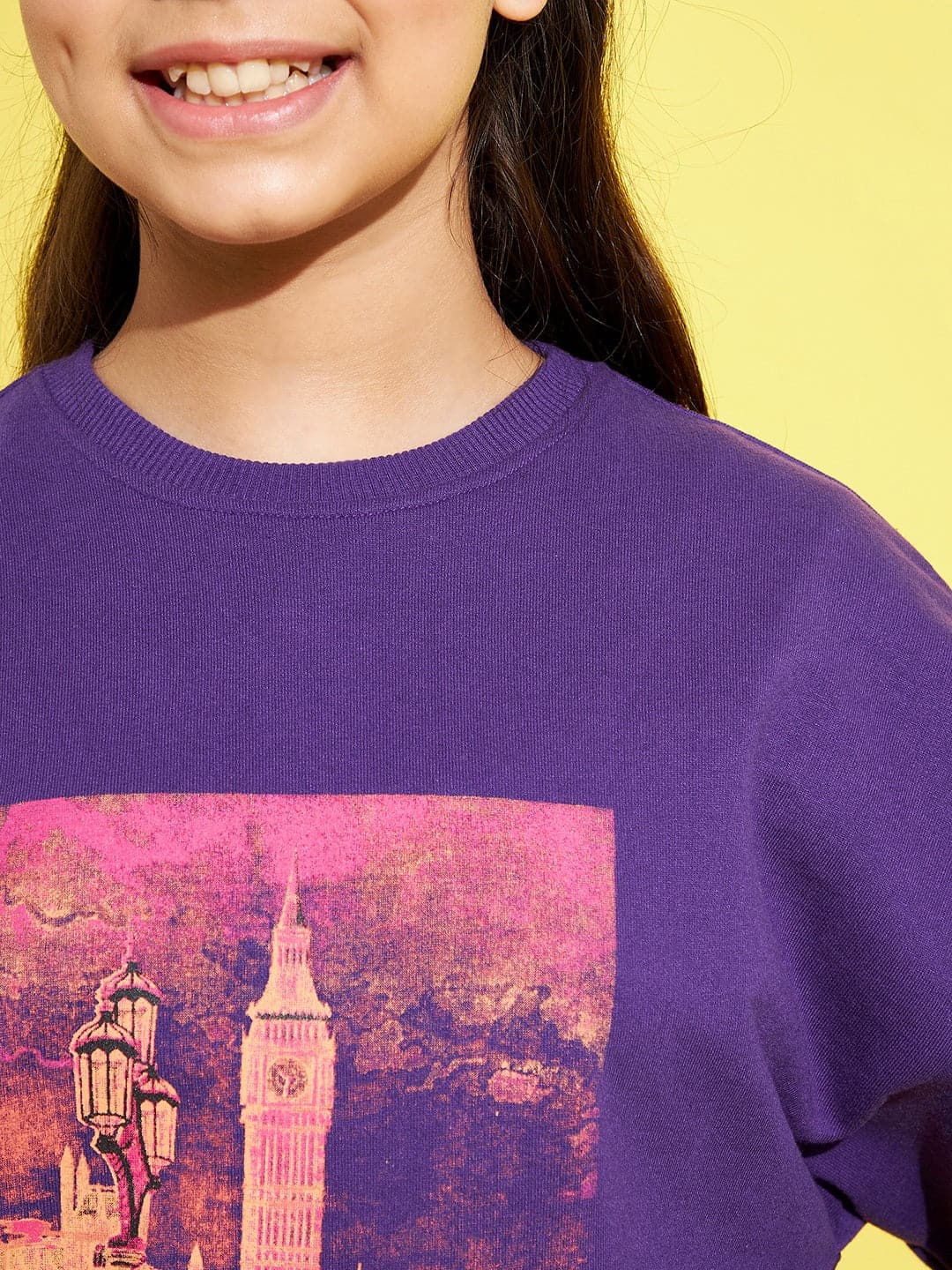 Girls Purple London Sweatshirt With Track Pants - Lyush Kids