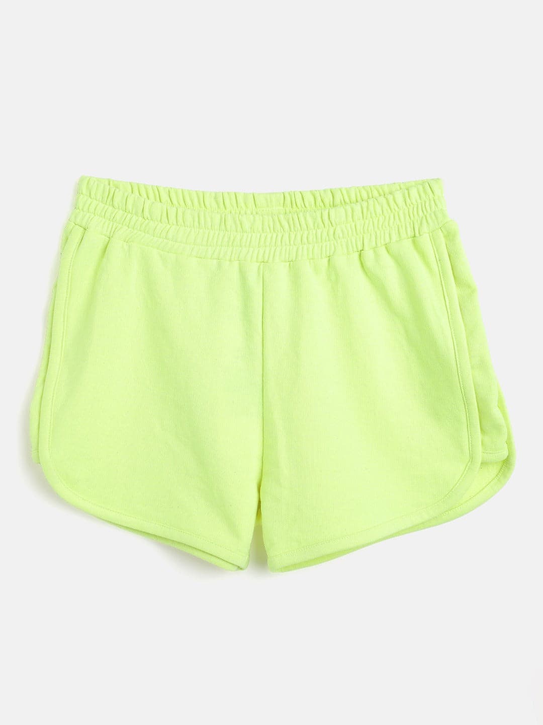 Girls Neon Green Terry Solid Shorts - Lyush Kids