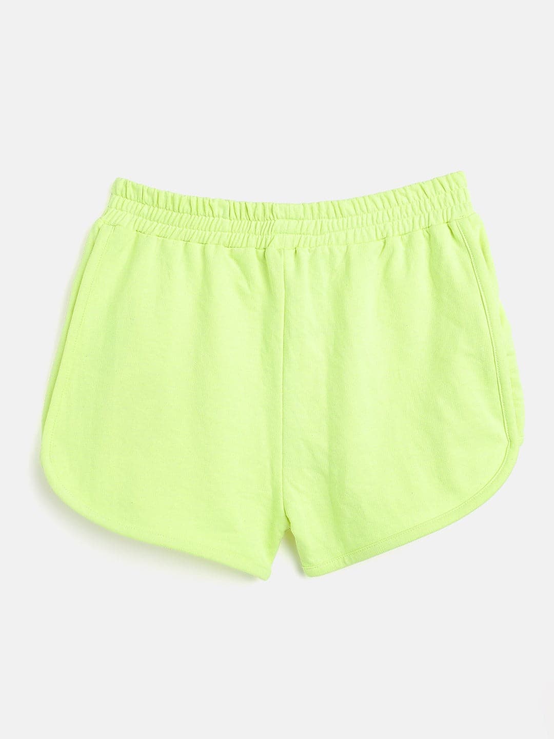 Girls Neon Green Terry Solid Shorts - Lyush Kids