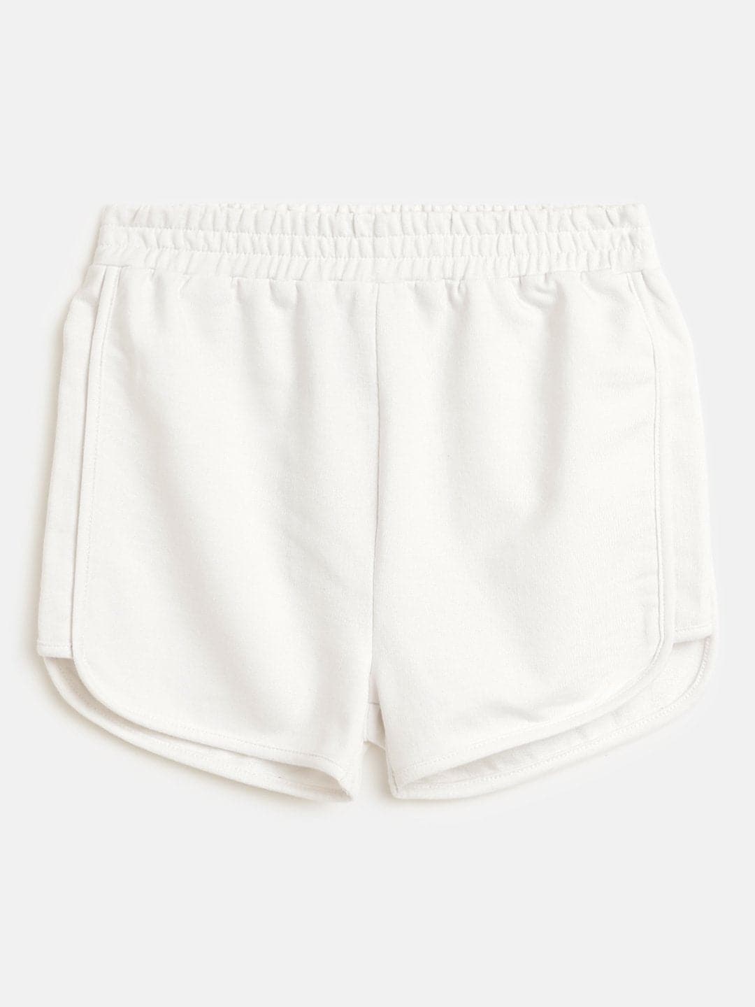 Girls White Terry Solid Shorts - Lyush Kids